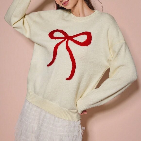 Apricot Casual Women's Romantic Oversized Christmas Sweater - Picture 3 of 7